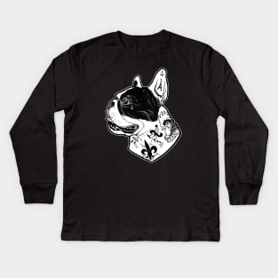 Tattooed French Bulldog Kids Long Sleeve T-Shirt